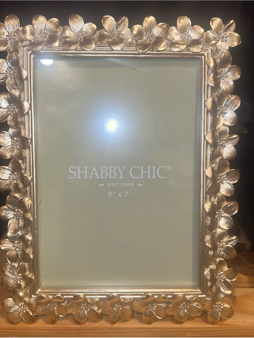 Shabby Chic Gold Floral Frame with Raised Blossom Border 5 x 7
